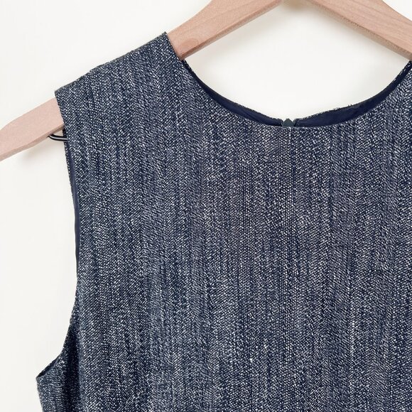 Theory Dart Mini Midi Dress In Herringbone Linen Fit & Flare Formal Work Office - Picture 3 of 11